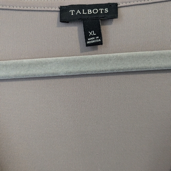 Talbot's Taupe Ruched Gathered V-Neck Cap Sleeve Midi Dress Minimalist Basic XL - Picture 7 of 8